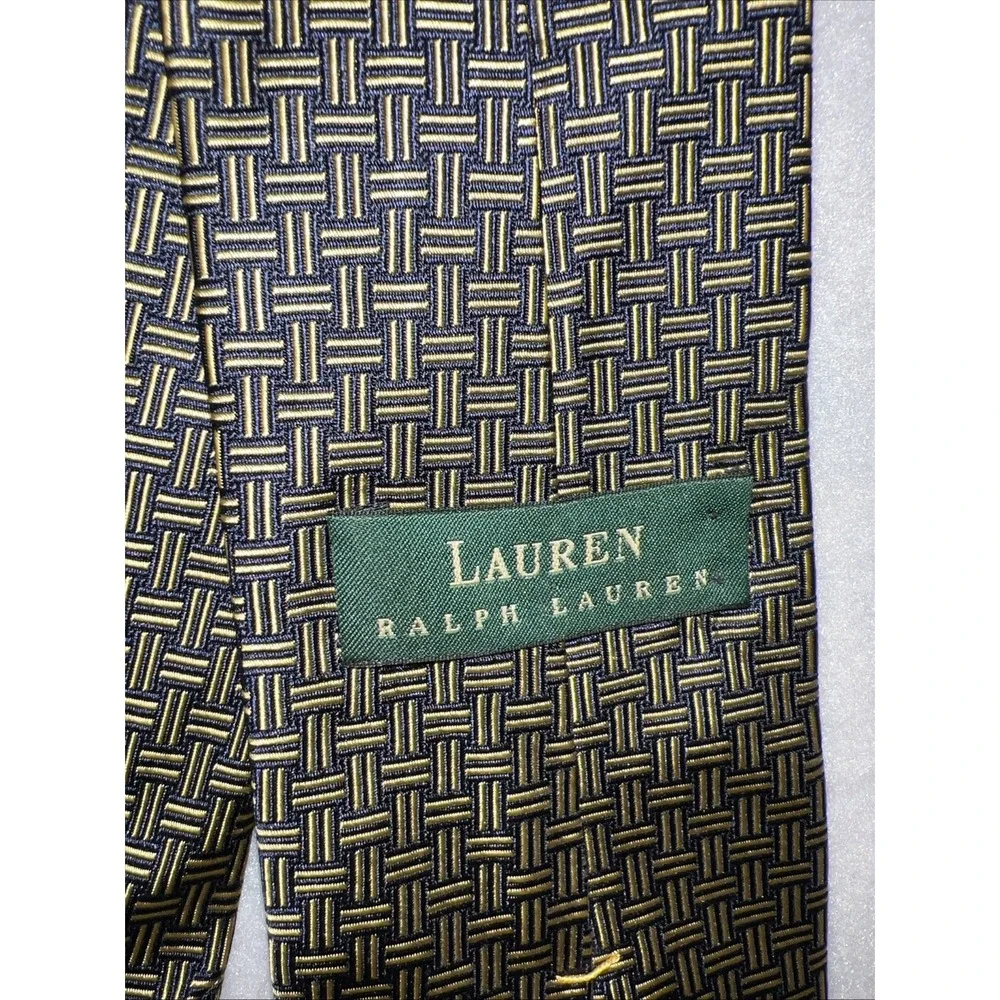 Lauren Ralph Lauren Men's Tie Designer Navy And Black 100% Silk Hand Finished US